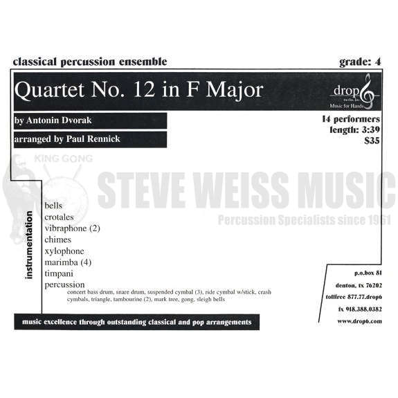 Dvorak-Quartet No. 12 in F Major arr. Rennick (SP)-B/2V/C/Cro./X