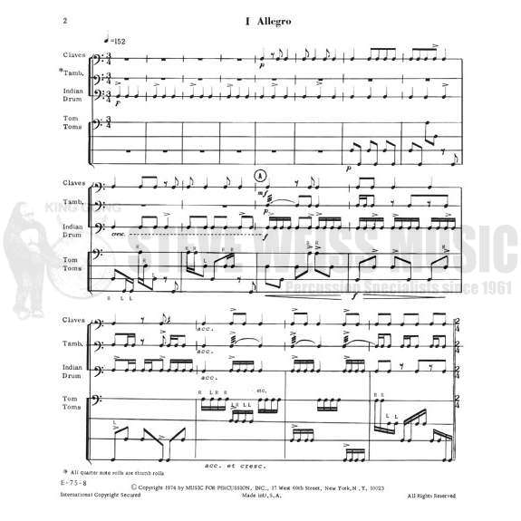 Eaklor-Four for Four Percussion Quartet(2S)