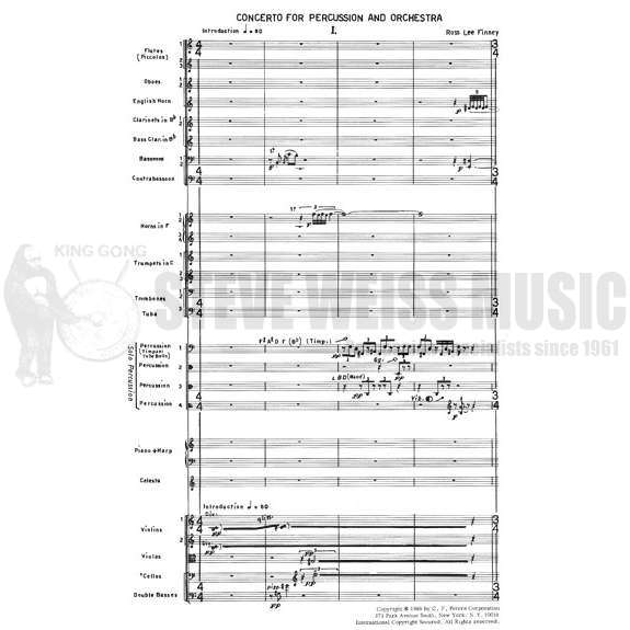 Finney-Concerto for Percussion and Orchestra (Score Only) -B/V/C/X/M/4T/P/Orchestra