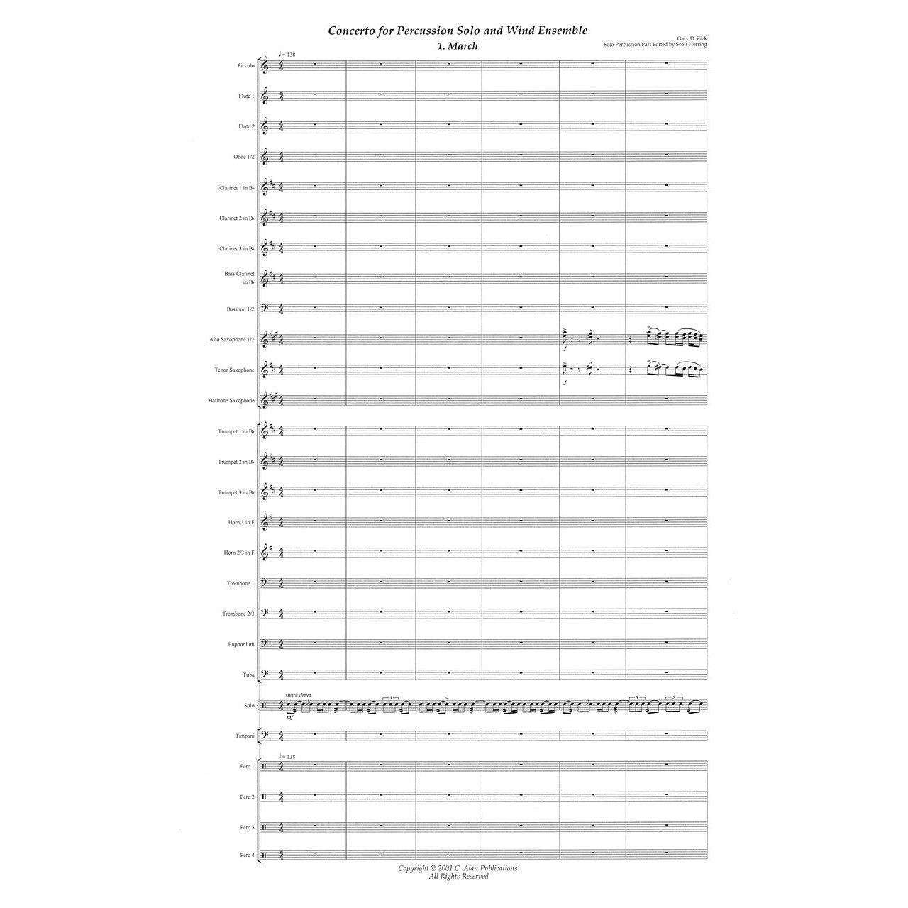 Gary Ziek Concerto for Percussion Solo and Wind Ensemble Score Example