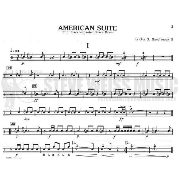 Gauthreaux-American Suite for Unaccompanied Snare Drum