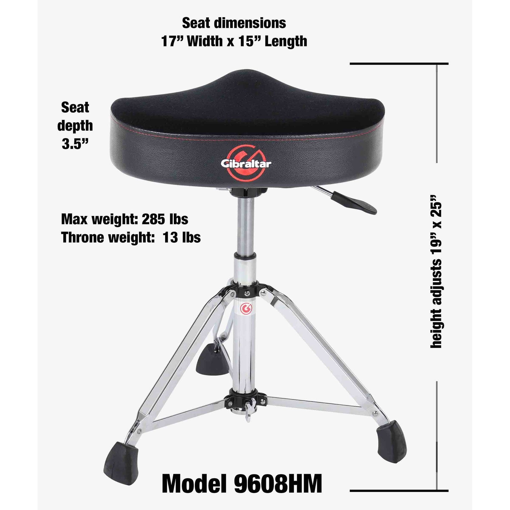 Gibraltar 9608HM Hydraulic Moto Style Drum Throne - Image 3