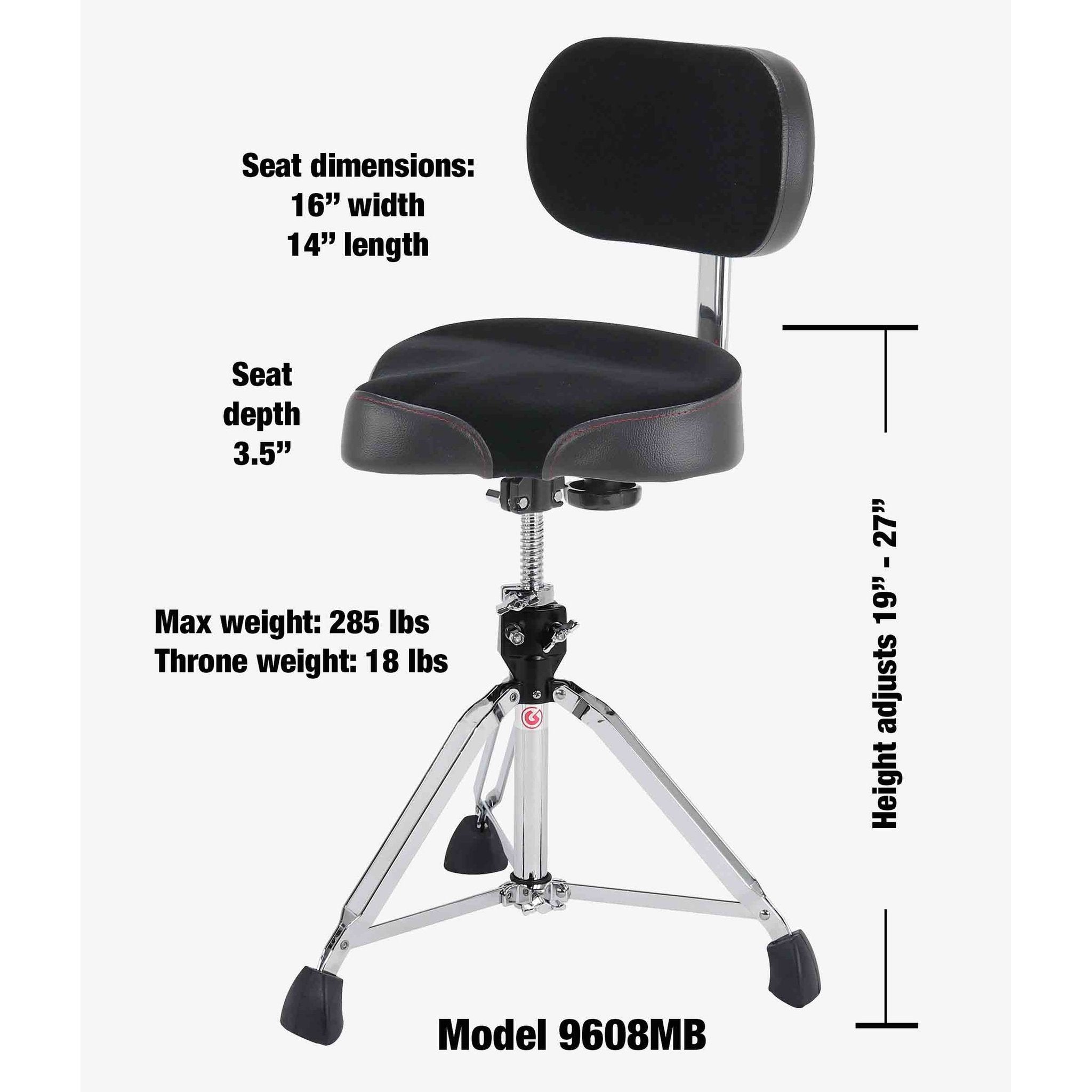 Gibraltar 9608MB Moto Style Drum Throne with Backrest - Image 4
