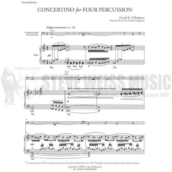 Gillingham-Concertino for Four Percussion (piano red.) (SP)-B/V/C/X/2M/5T/P/PN