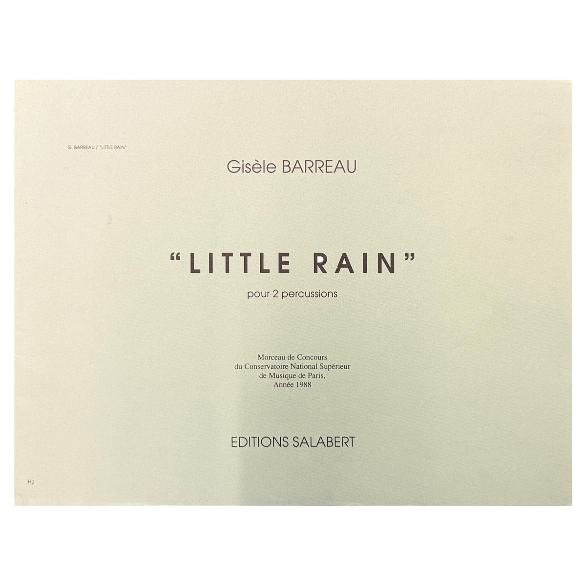 Gisele Barreau Little Rain for Percussion 
Duo