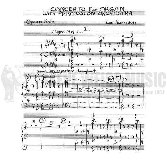 Harrison-Concerto for Organ with Perc. Orch. (Organ part) B/V/C/Cel./P/PN/OR