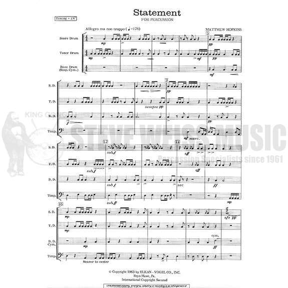 Hopkins-Statement for Percussion (SP)-P/3T/V/X