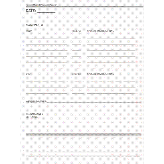 Hudson Drum Lesson Planner