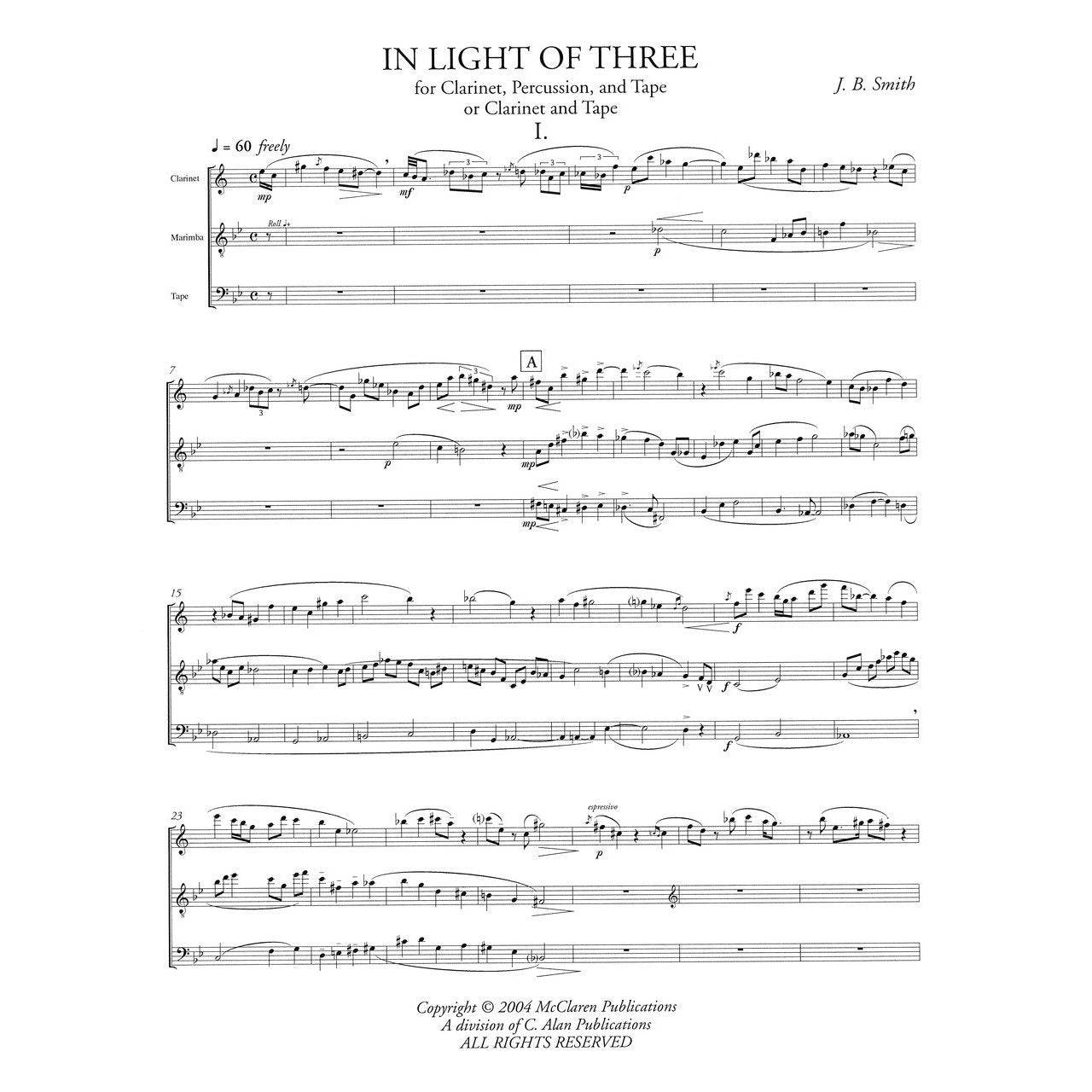 In Light of Three by JB Smith duet sample page