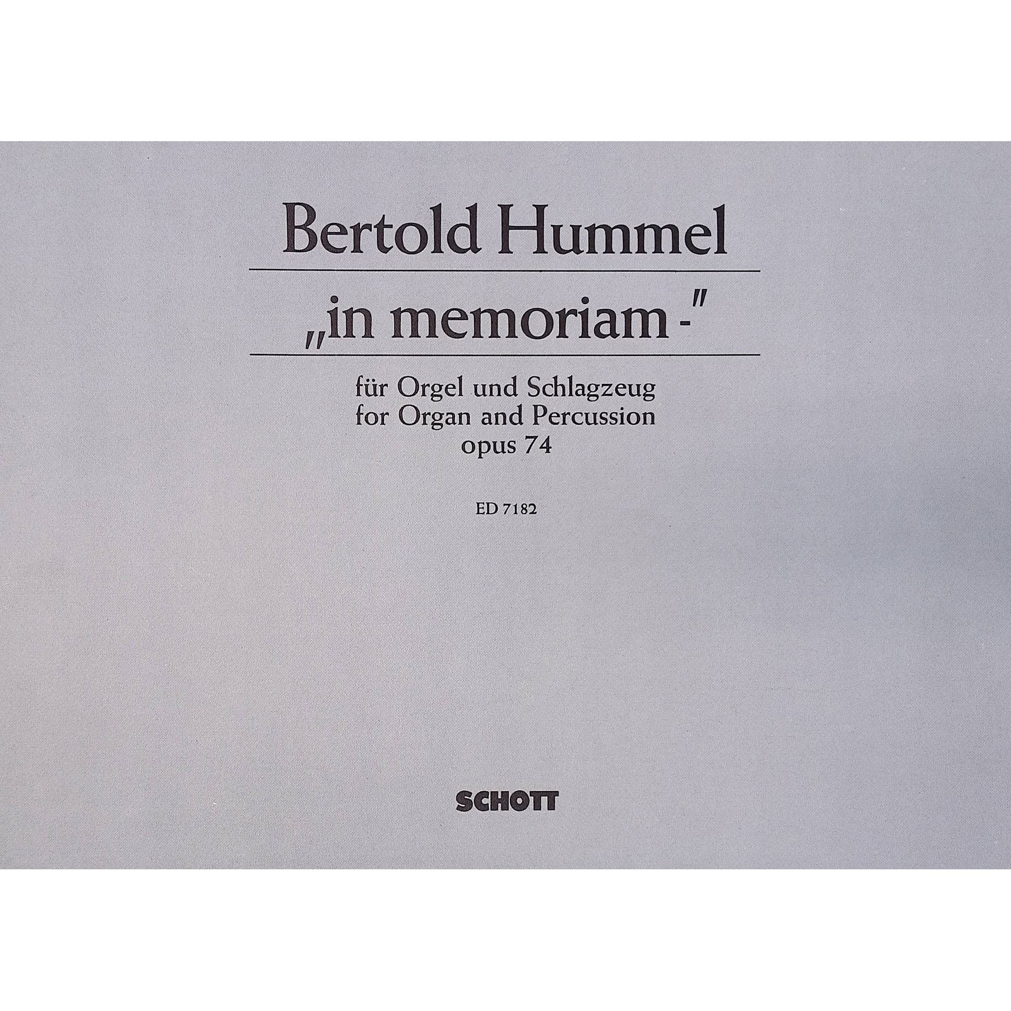 In Memoriam by Bertold Hummel