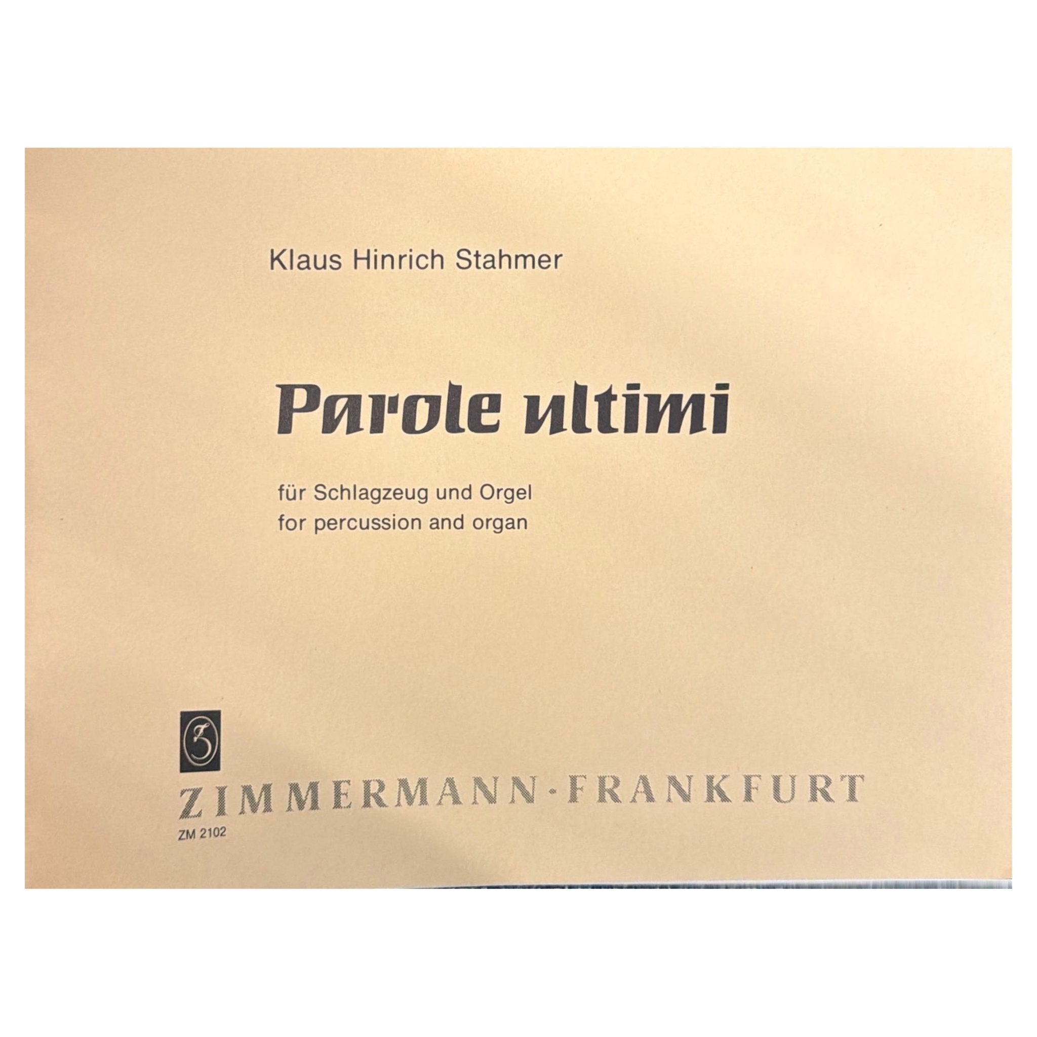 Klaus Hinrich Stahmer Parole Ultimi music cover page