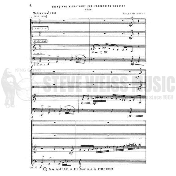 Kraft-Theme and Variations for Percussion Quartet -P/X/B/C/4T/Cr
