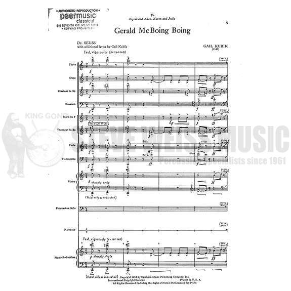 Kubik-Gerald McBoing Boing SCORE ONLY