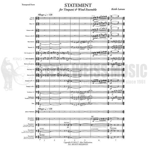 Larson-Statement for Timpani & Wind Ensemble (SP)-5T/Wind ens.