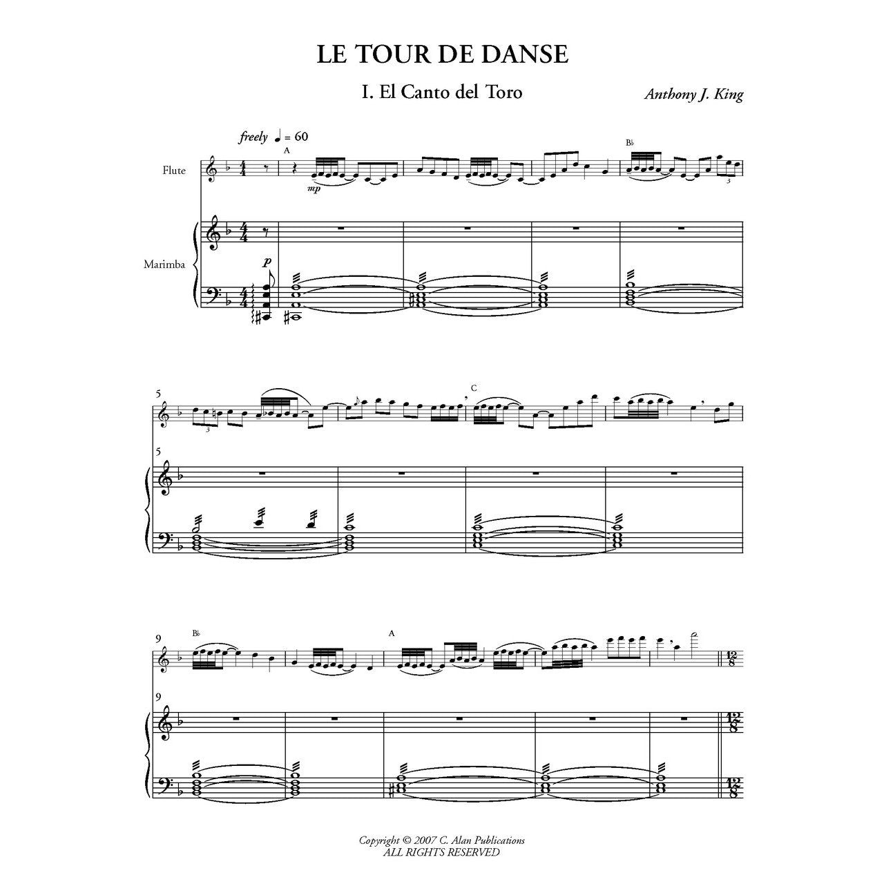 le tour de danse duet for flute and marimba anthony james king sample page