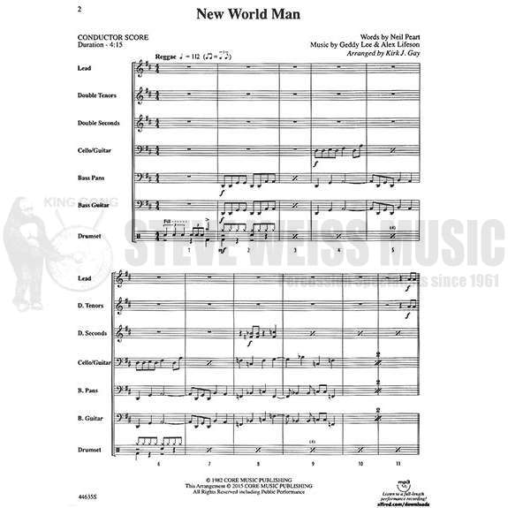 Lee/Lifeson-New World Man arr. Gay (SP)-Steel drs./DS/opt