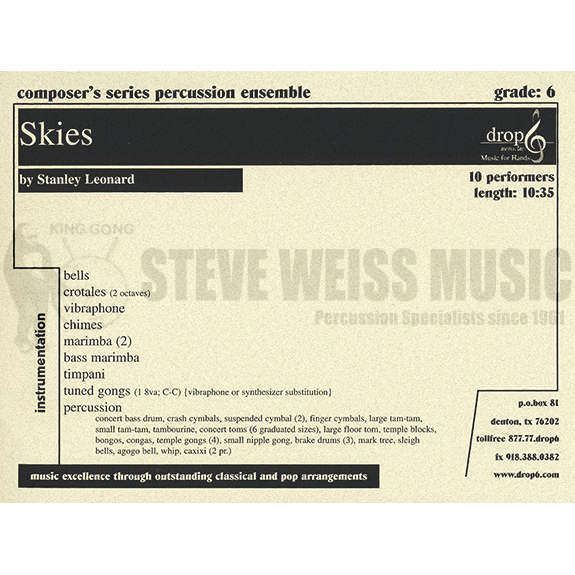 Leonard-Skies (SP)-B/V/C/Cro./2M/BM/4T/Tuned gongs/P