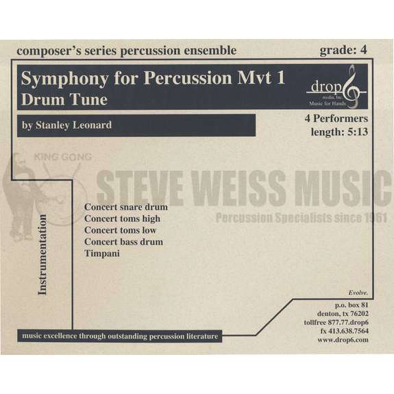 Leonard-Symphony for Percussion mvt. 1: Drum Tune (SP)- 4T/P