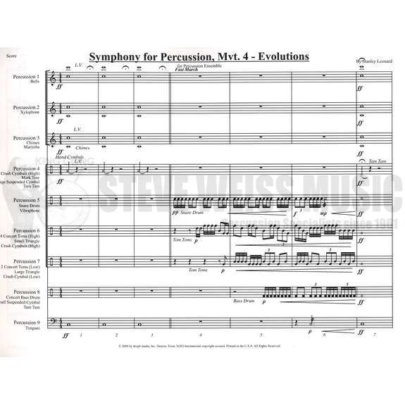 Leonard-Symphony for Percussion mvt. 4: Evolutions (SP)-B /V/C/X/M/4T/P