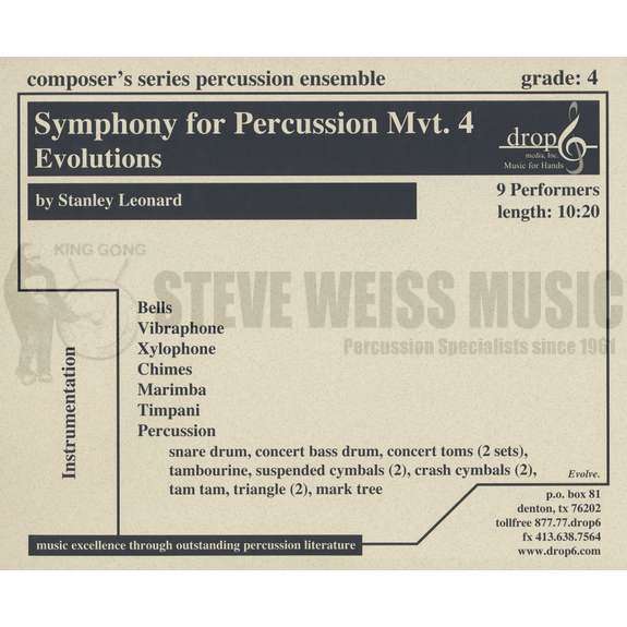 Leonard-Symphony for Percussion mvt. 4: Evolutions (SP)-B /V/C/X/M/4T/P