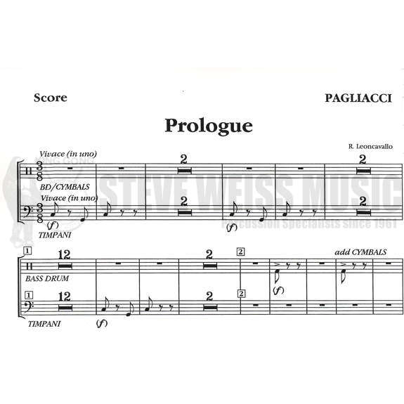 Leoncavallo-I Pagliacci(perc./timp. SCORE ONLY ed. by Theresa Dimond)