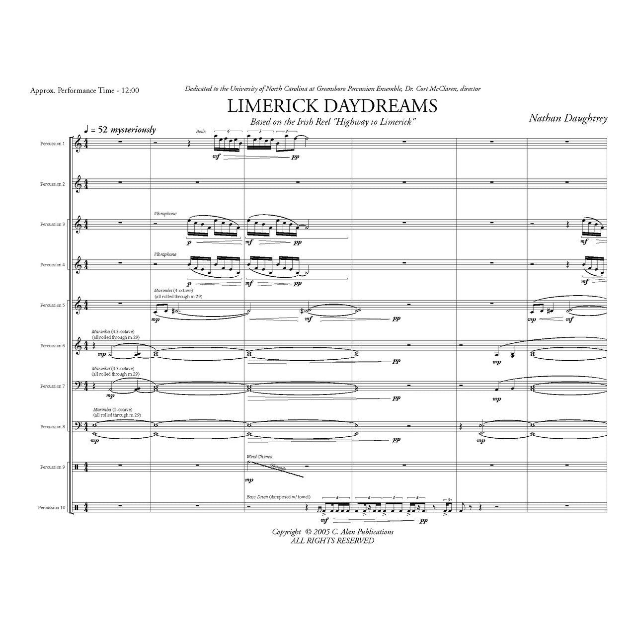 Limerick Daydreams by Nathan Daughtrey score sample page