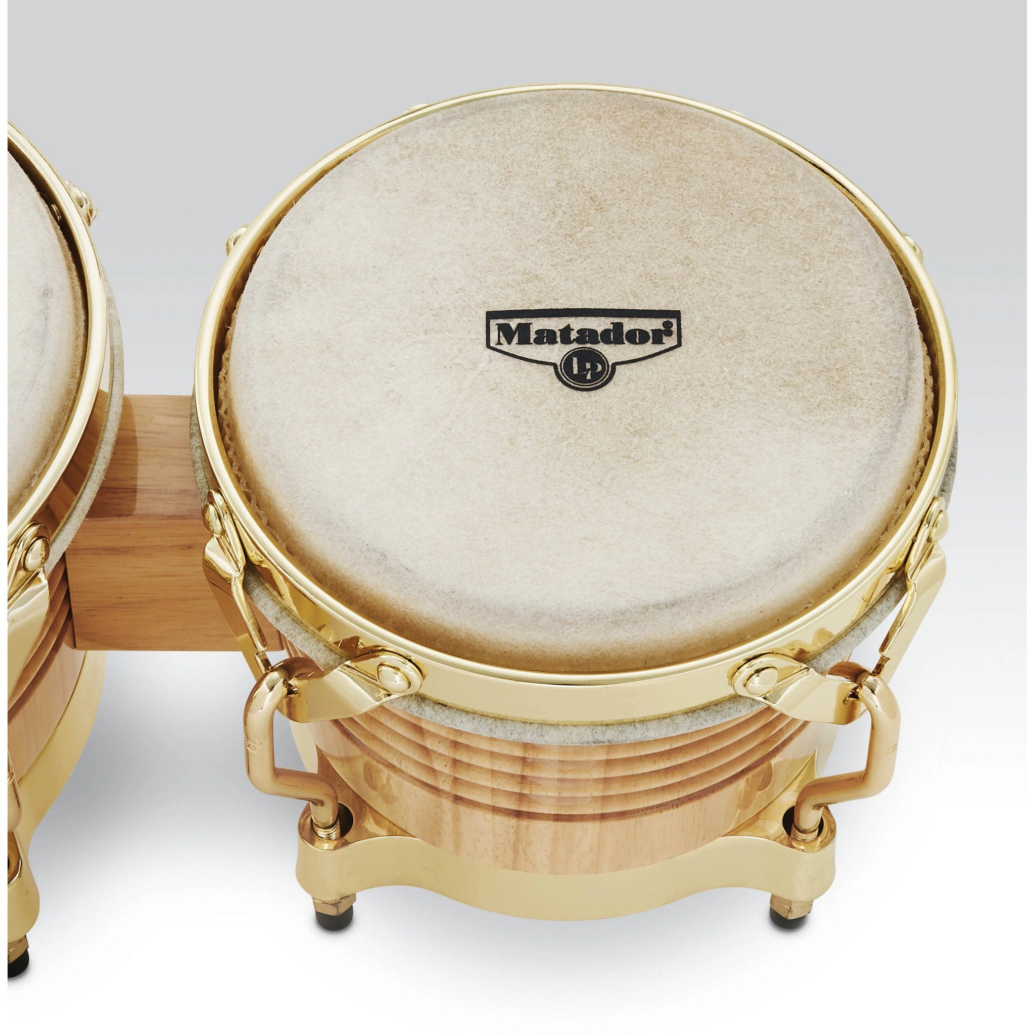 LP Matador Bongos Natural with Gold Hardware Head Close-Up