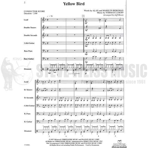 Luboff/Bergman-Yellow Bird arr. Moore (SP)-Steel drs./DS/ BG