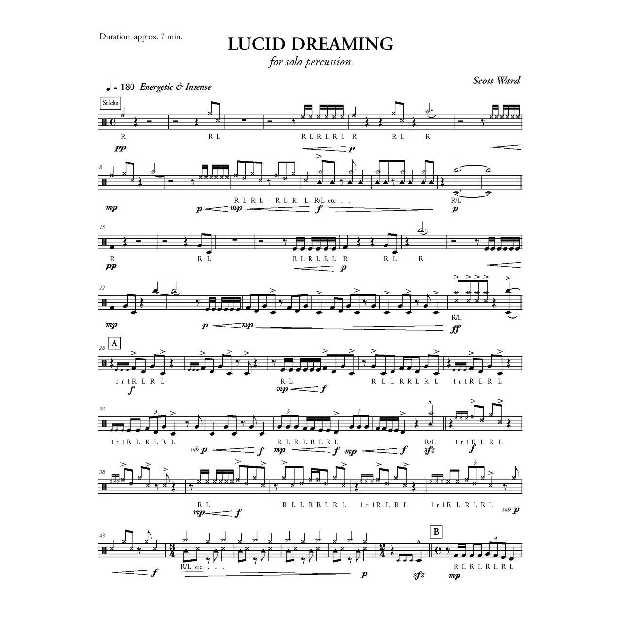 Lucid Dreaming for Multi Percussion Solo Scott Ward sample page