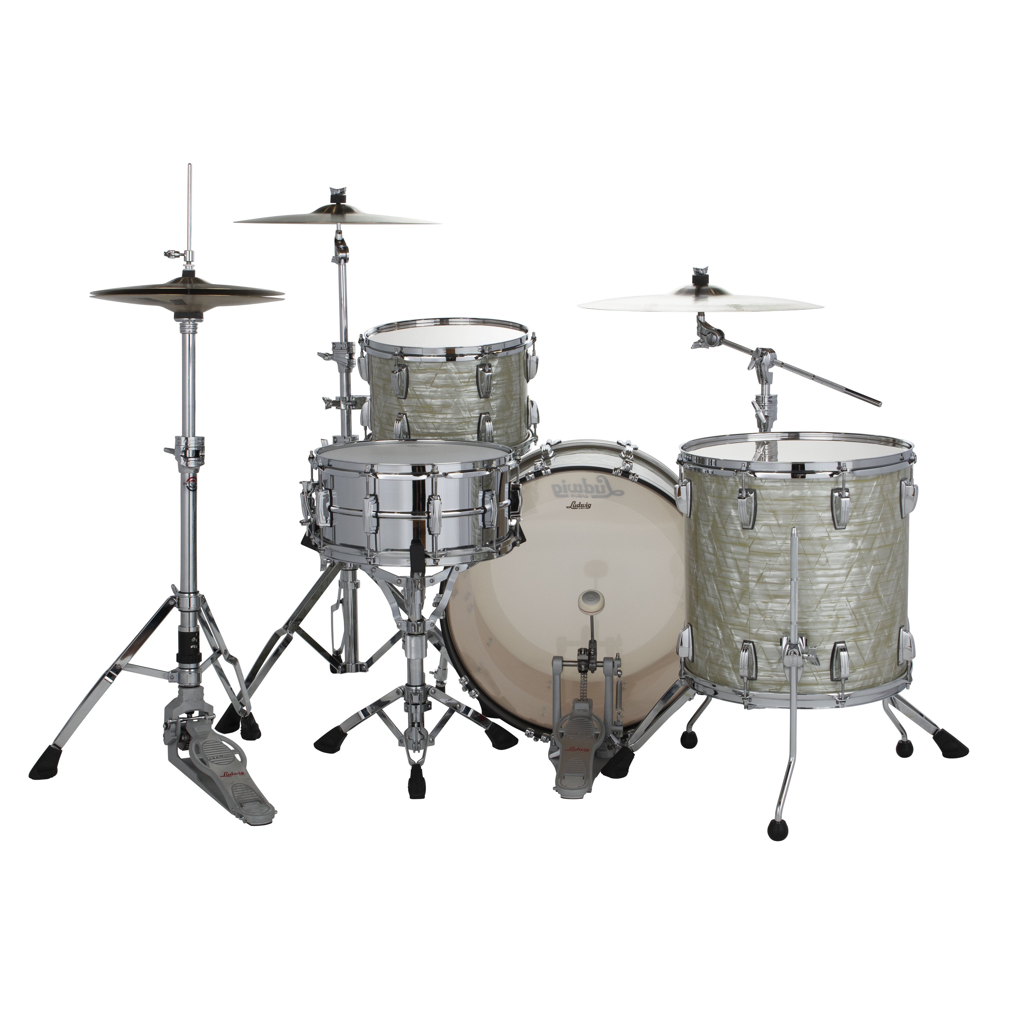 Ludwig Classic Maple Fab 3-Piece Shell Pack Drum Set - 22" Bass Drum - Classic Olive Pearl - Image 3
