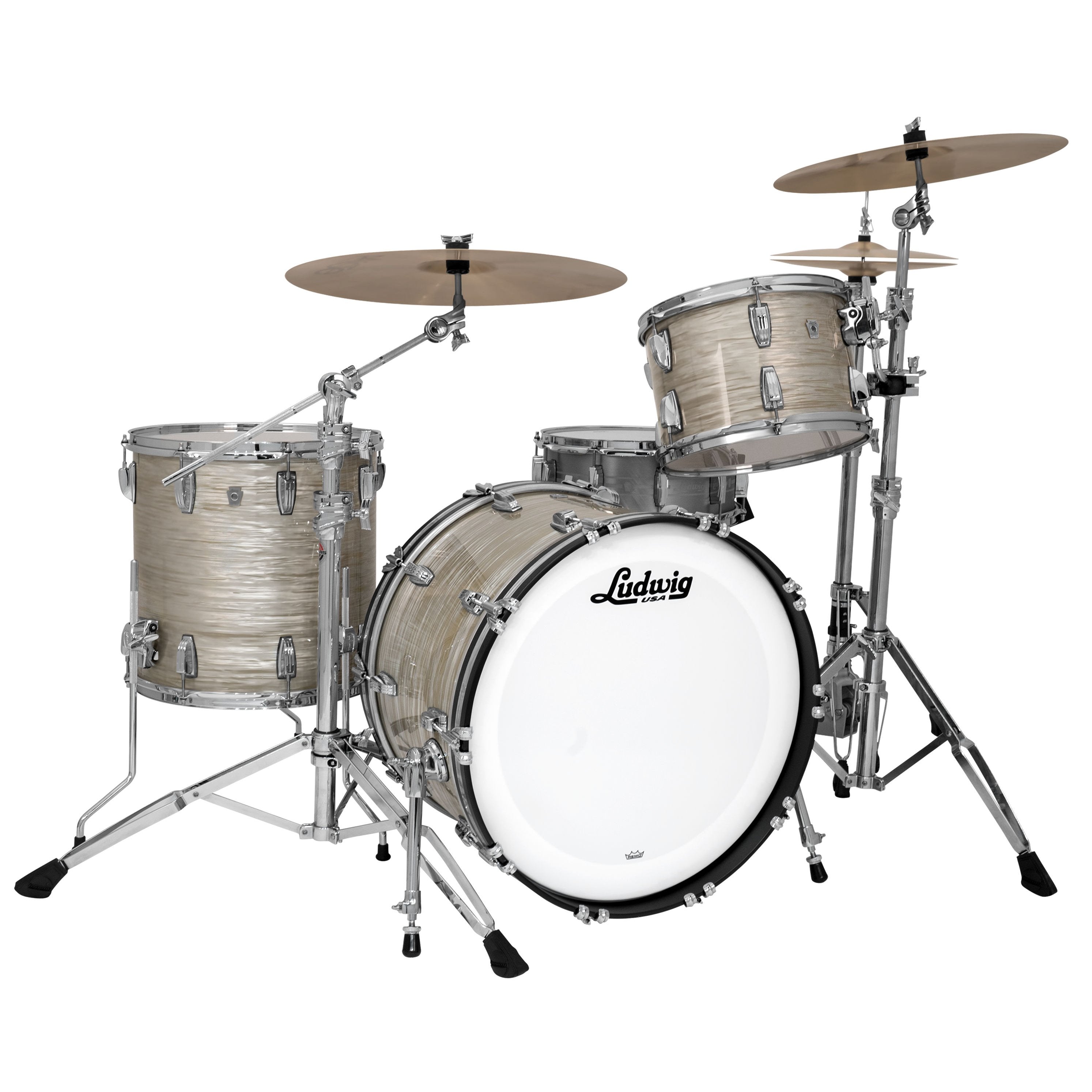 Ludwig Classic Maple Fab 3-Piece Shell Pack Drum Set - 22" Bass Drum - Olive Oyster - Image 2