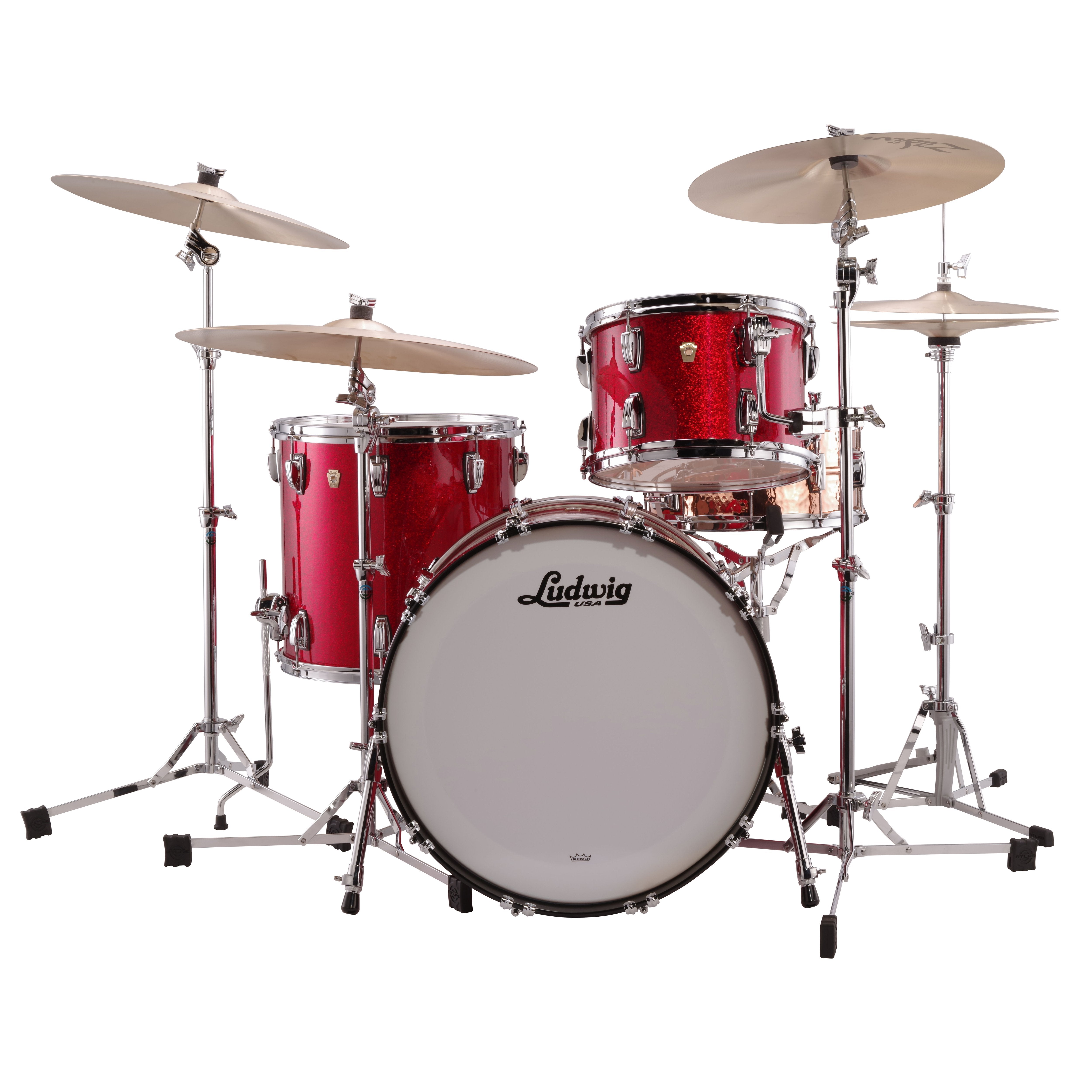 Ludwig Classic Maple Fab 3-Piece Shell Pack Drum Set - 22" Bass Drum - Red Sparkle - Image 1