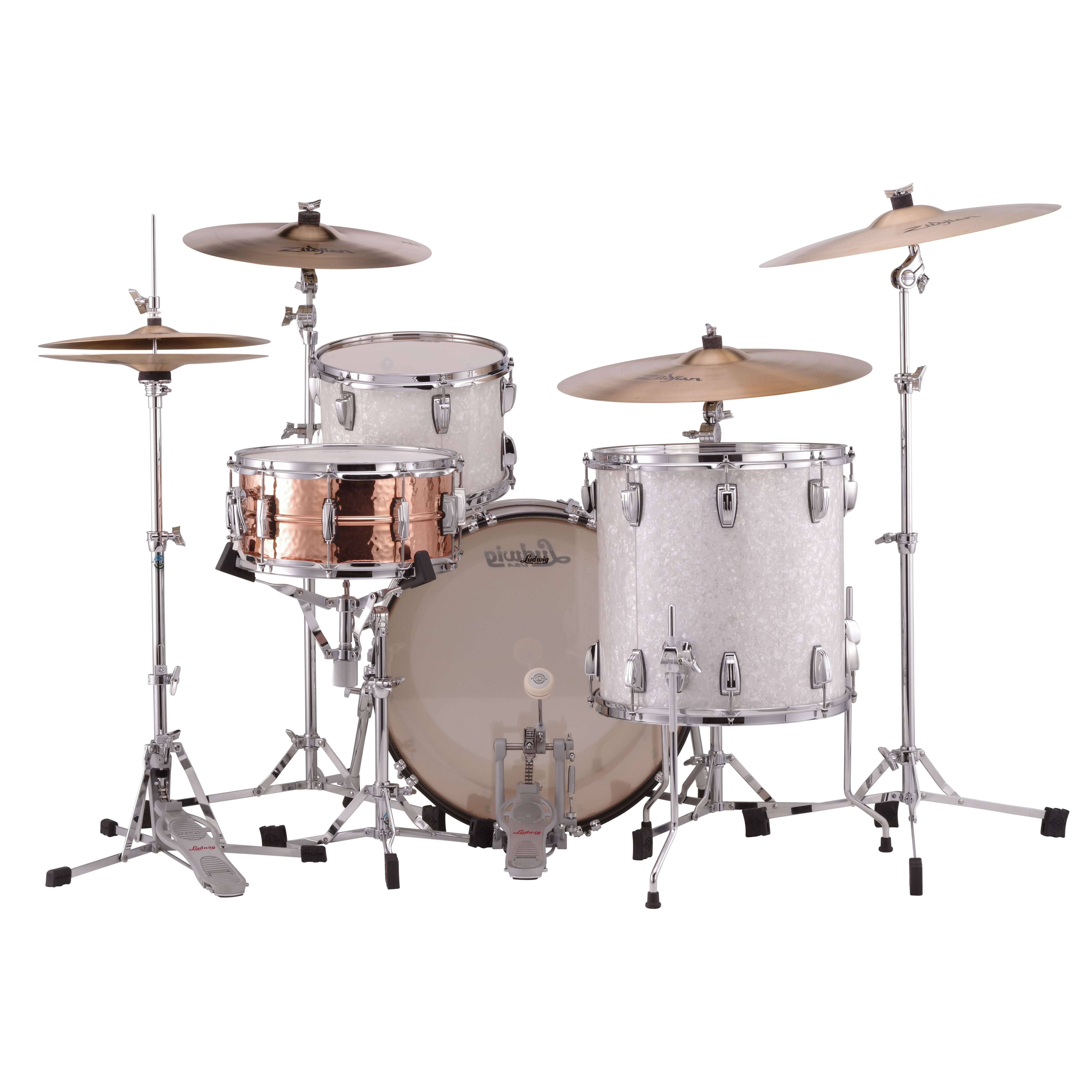 Ludwig Classic Maple Fab 3-Piece Shell Pack Drum Set - 22" Bass Drum - White Marine Pearl - Image 3