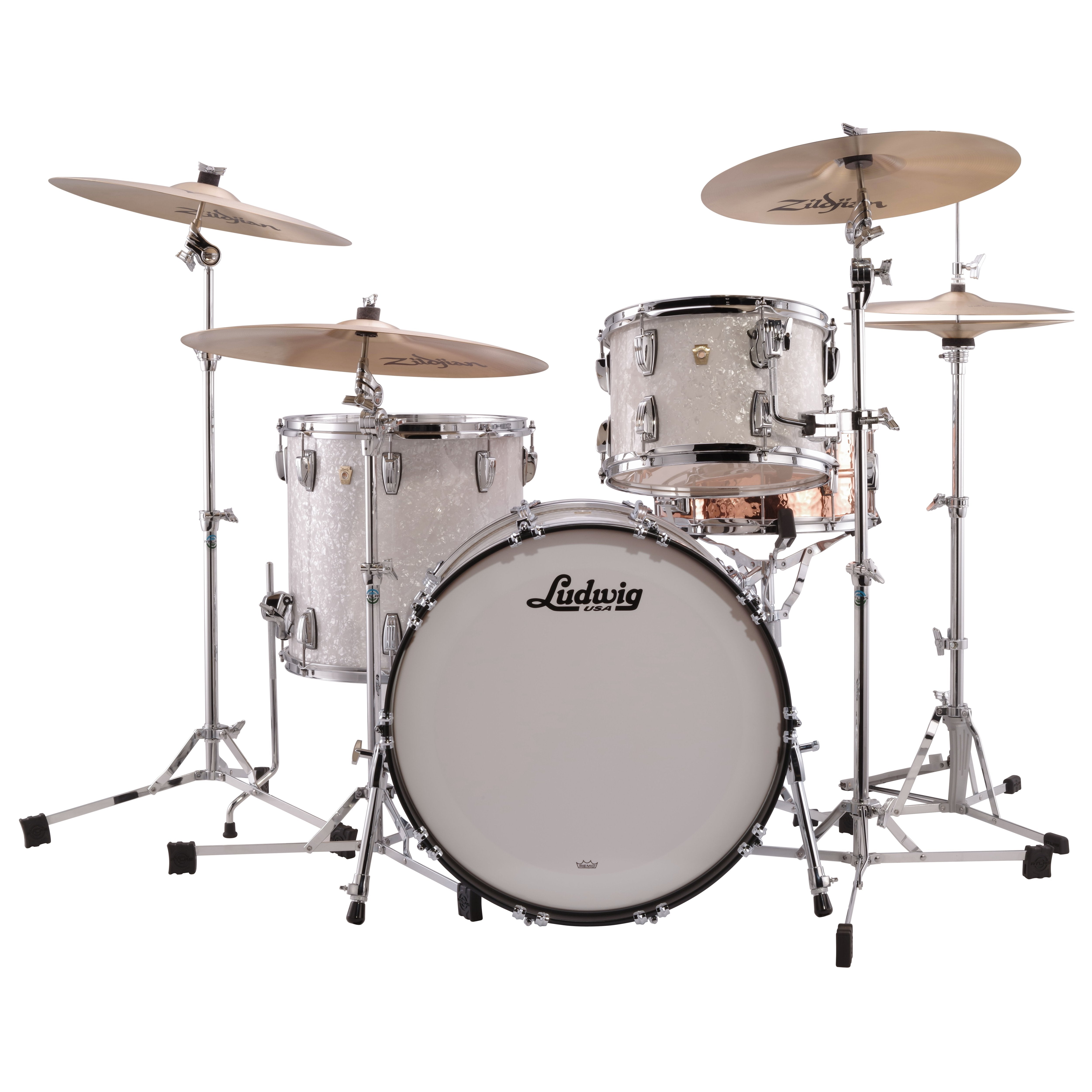 Ludwig Classic Maple Fab 3-Piece Shell Pack Drum Set - 22" Bass Drum - White Marine Pearl - Image 1