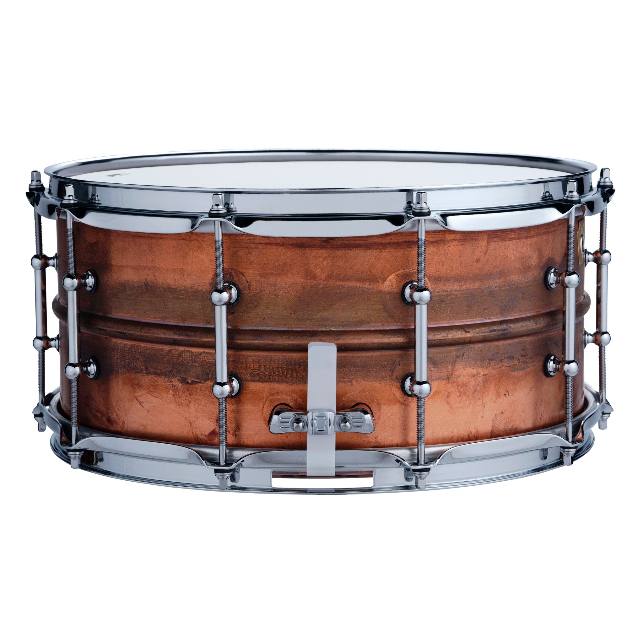 Ludwig Copperphonic Snare Drum with Tube Lugs & Natural Patina Shell - 14x6.5 LC663T Butt Plate