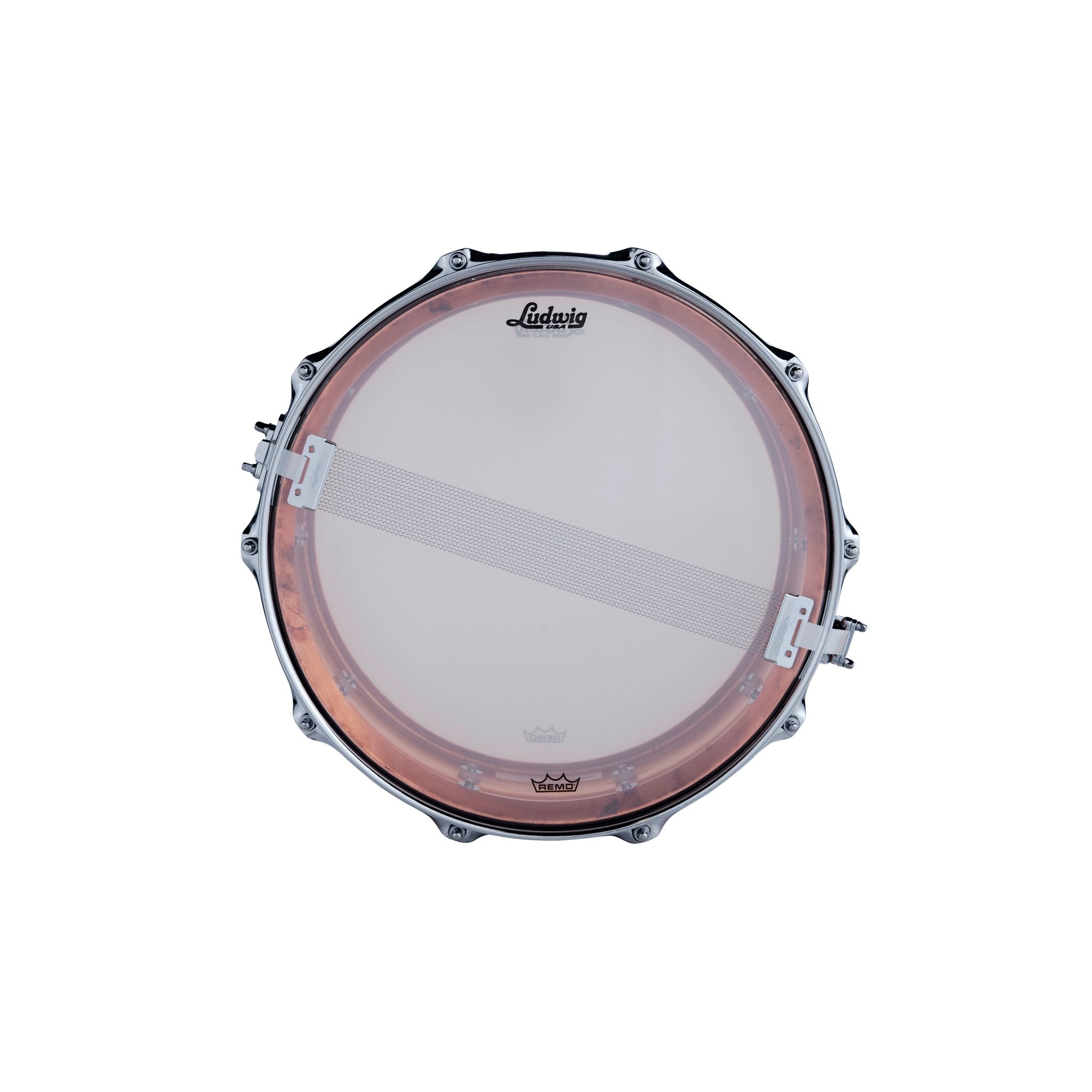 Ludwig Copperphonic Snare Drum with Tube Lugs & Natural Patina Shell - 14x6.5 LC663T Snare Side