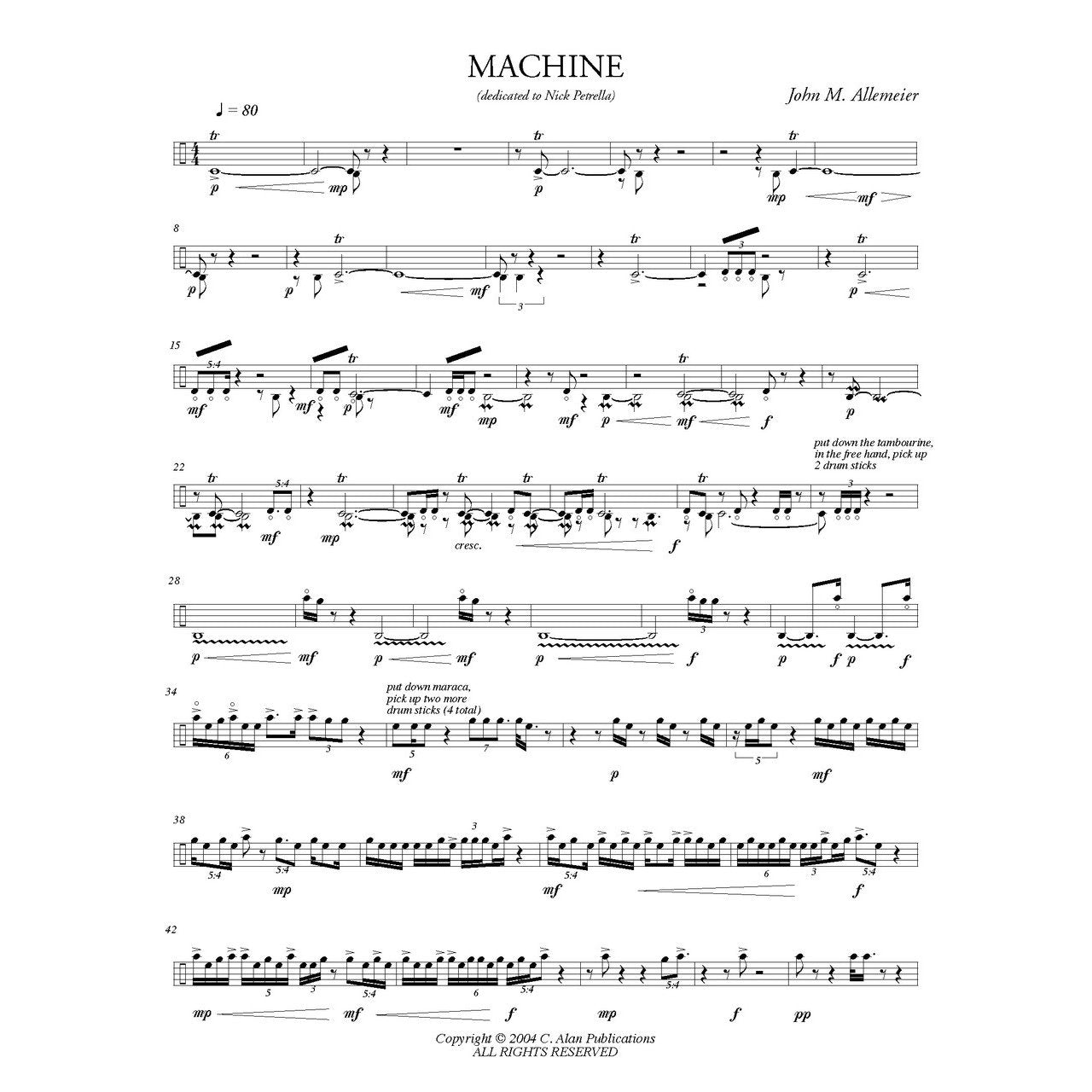 Machine for Multi-Percussion Solo John Allemeier Score sample