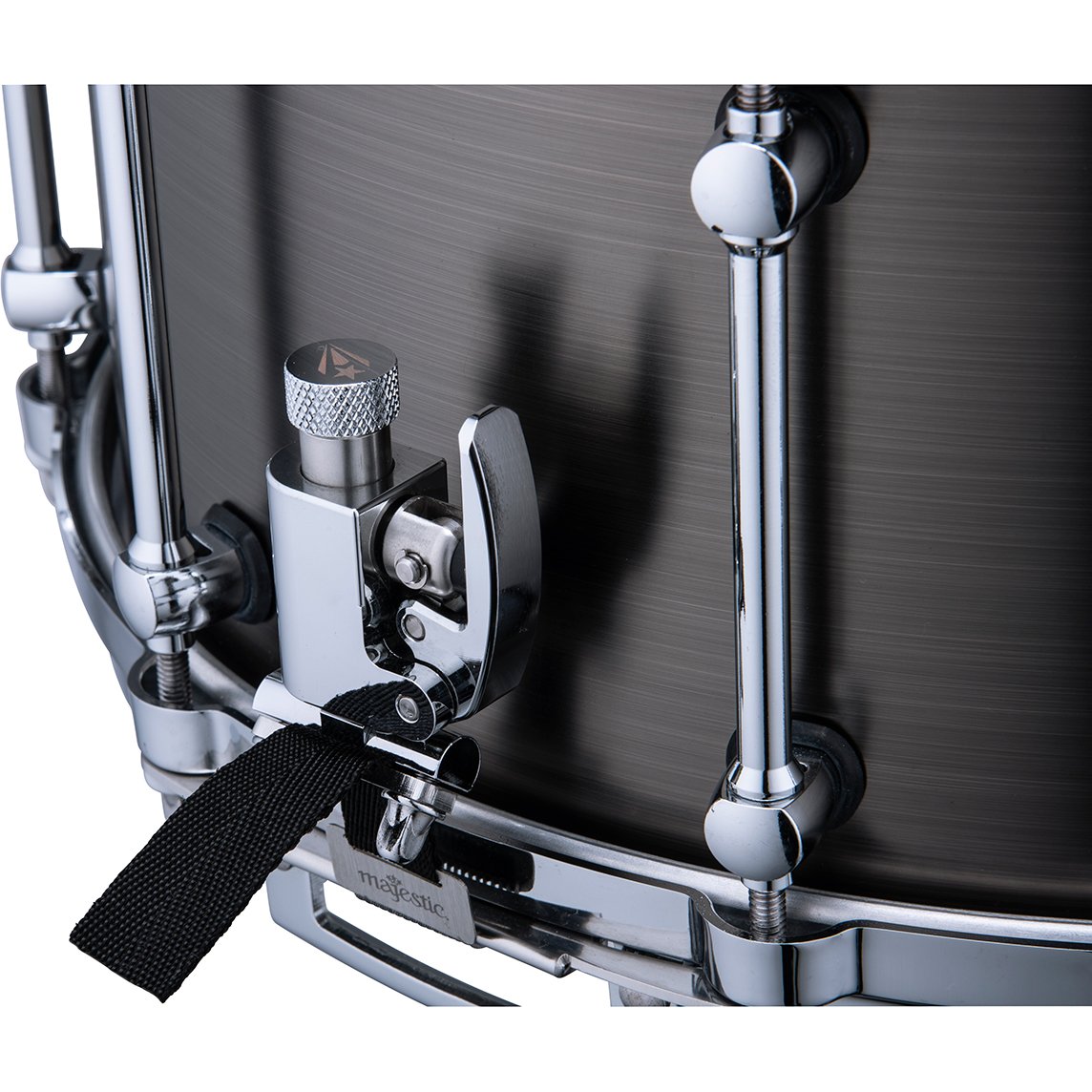 Majestic Opus One Iron Concert Snare Drum - 14x7 - Brushed Nickel MOS1470CR Throw Off