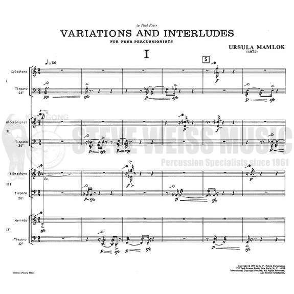 Mamlok-Variations and Interludes (S-n4)-P/4T/X/V/B/M OS