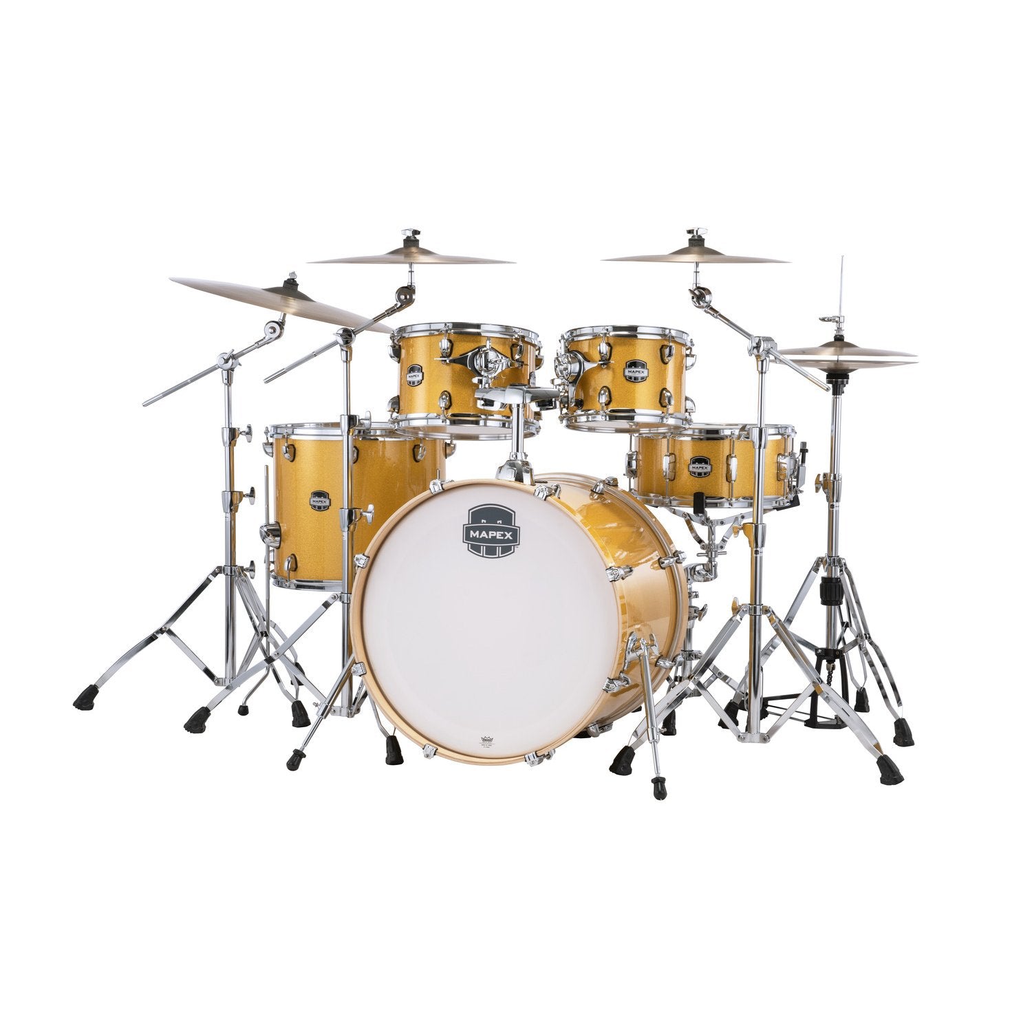 Mapex Mars 5 piece Rock Shell Pack Sunflower Sparkle Finish With Chrome Hardware MPX-MA529SF-YD Left Angle