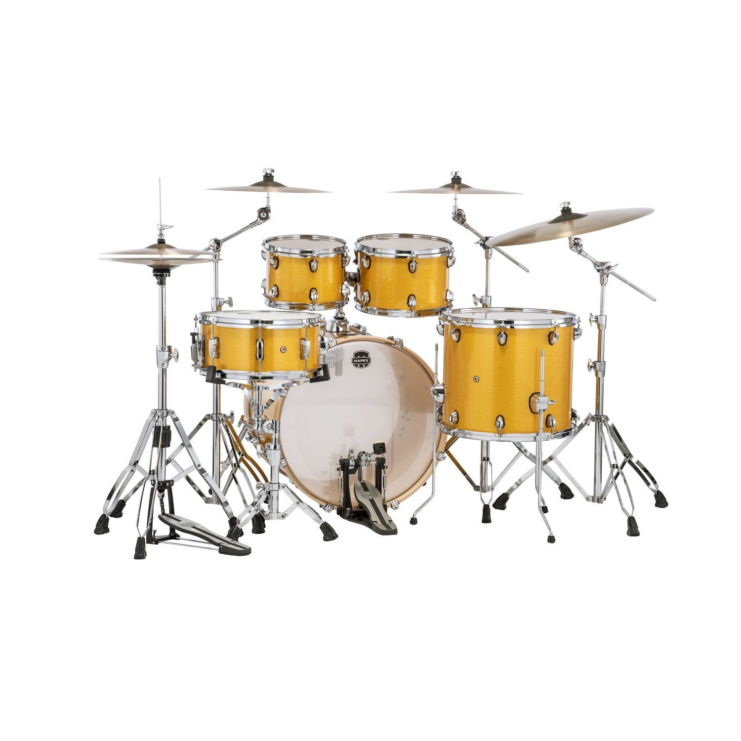 Mapex Mars 5 piece Rock Shell Pack Sunflower Sparkle Finish With Chrome Hardware MPX-MA529SF-YD Rear