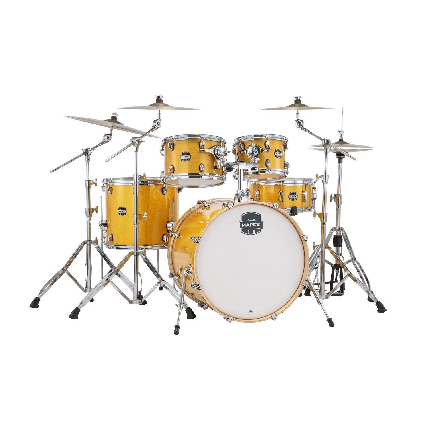 Mapex Mars 5 piece Rock Shell Pack Sunflower Sparkle Finish With Chrome Hardware MPX-MA529SF-YD Right Angle