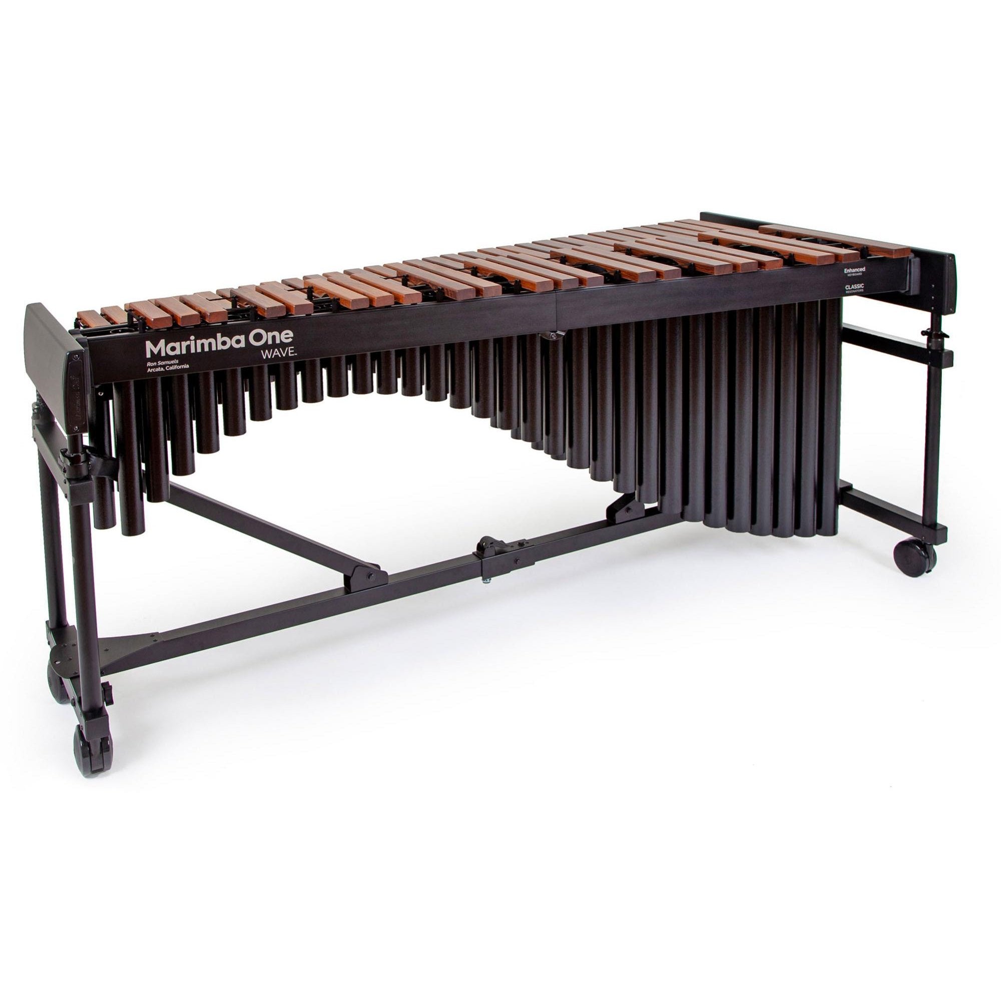 Marimba One Wave Series 4.3 Octave Rosewood Marimba with Premium Keyboard and Classic Resonators - 4" Casters - No Accessory Bar