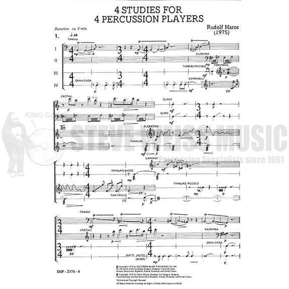 Maros-Four Studies for Four Percussion Players(2S)-P/4T/Crot/C/2