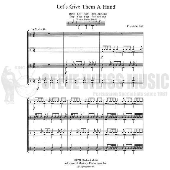 McBeth-Let's Give Them a Hand (hand clappers)-4 Sets of Hands