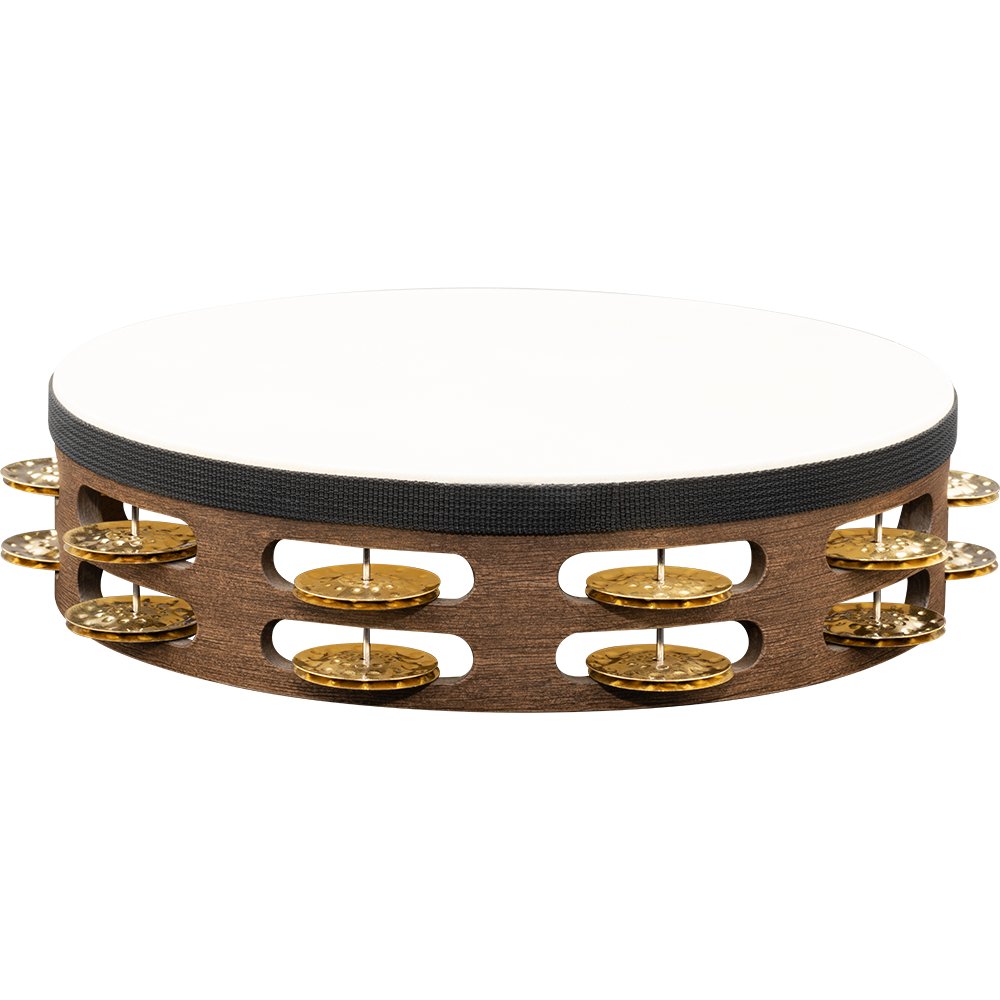 Meinl 10" Double Row Vintage Tambourine Walnut Brown - Brass Jingles - Image 3
