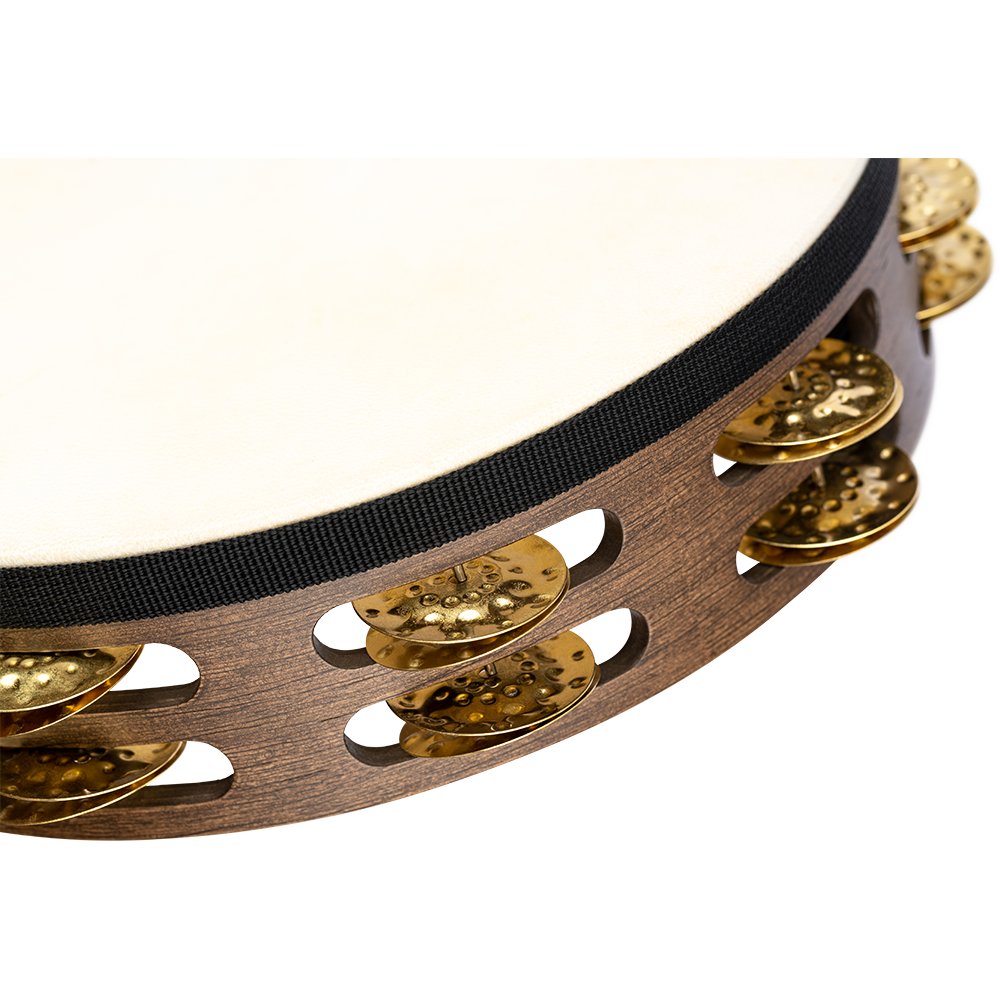 Meinl 10" Double Row Vintage Tambourine Walnut Brown - Brass Jingles - Image 4