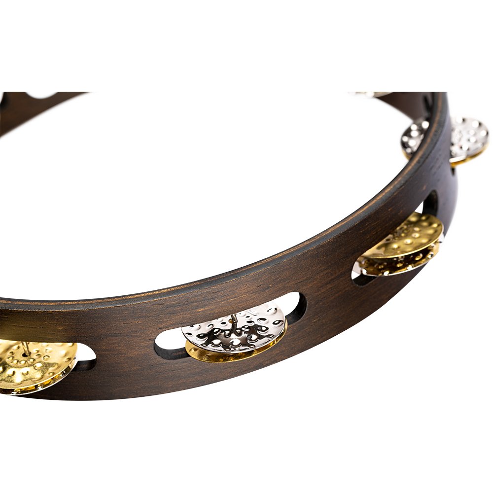 Meinl 10" Vintage Wood Tambourine - Single Row - Image 4