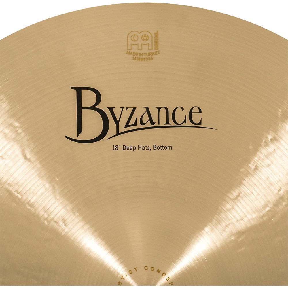 Meinl 18" Anika Nilles Deep Hi-Hat Cymbals Bottom Byzance Logo Close-up