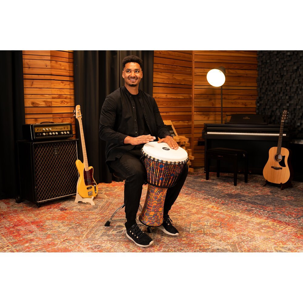 Meinl Rope-tuned Travel Djembe with Synthetic Head - 14" - Kenyan Quilt - Image 6